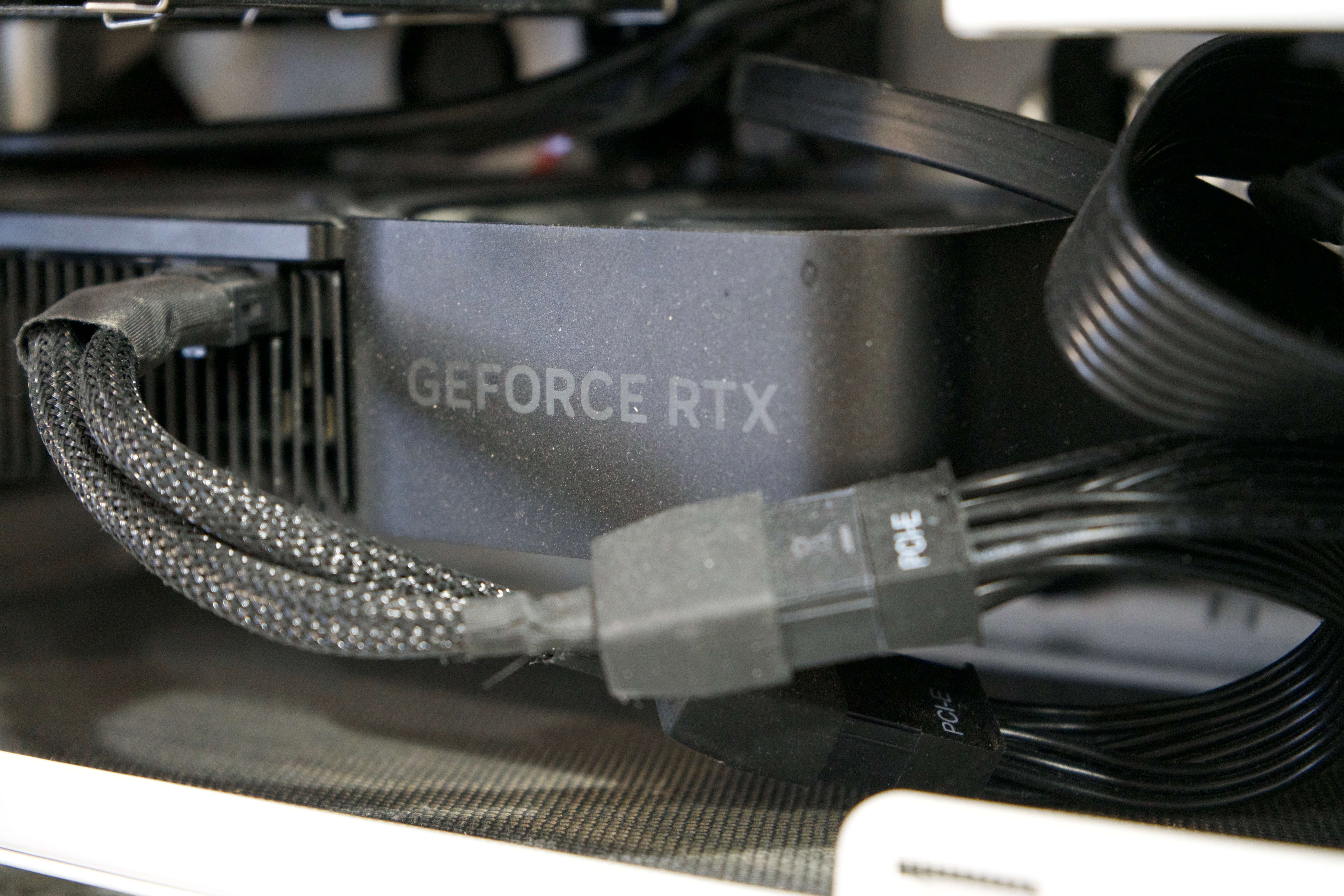 Close-up of a custom-built PC