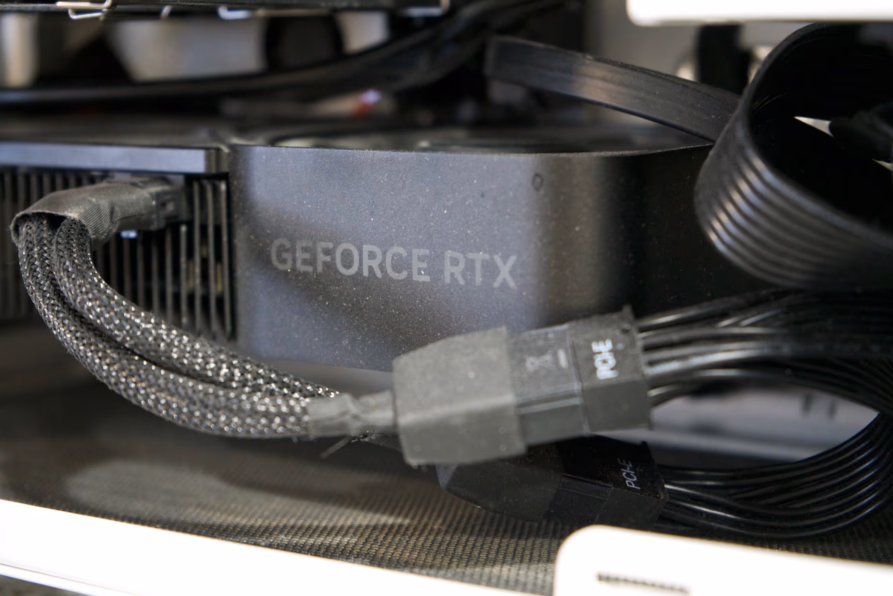 Close-up of a custom-built PC